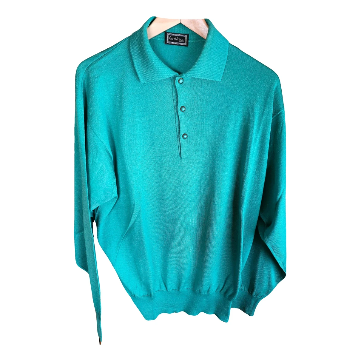 Pre-owned Versace Silk Polo Shirt In Green