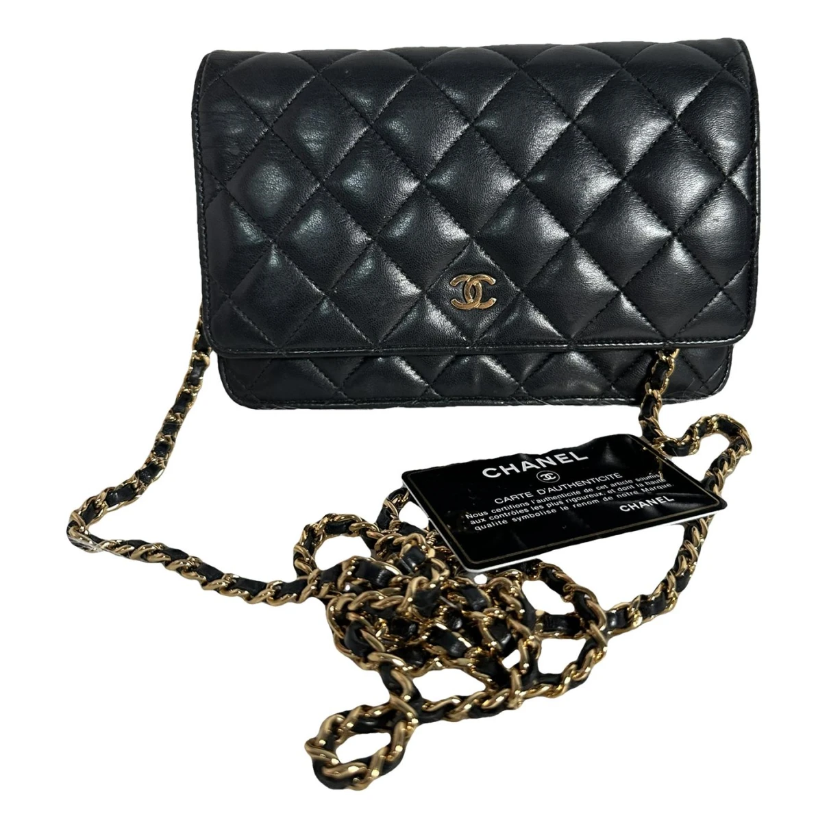 Pre-owned Chanel Wallet On Chain Timeless/classique Leather Crossbody Bag In Gold