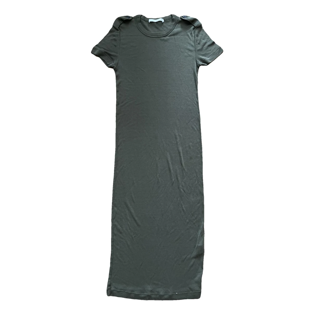 Pre-owned Helmut Lang Silk Mid-length Dress In Khaki