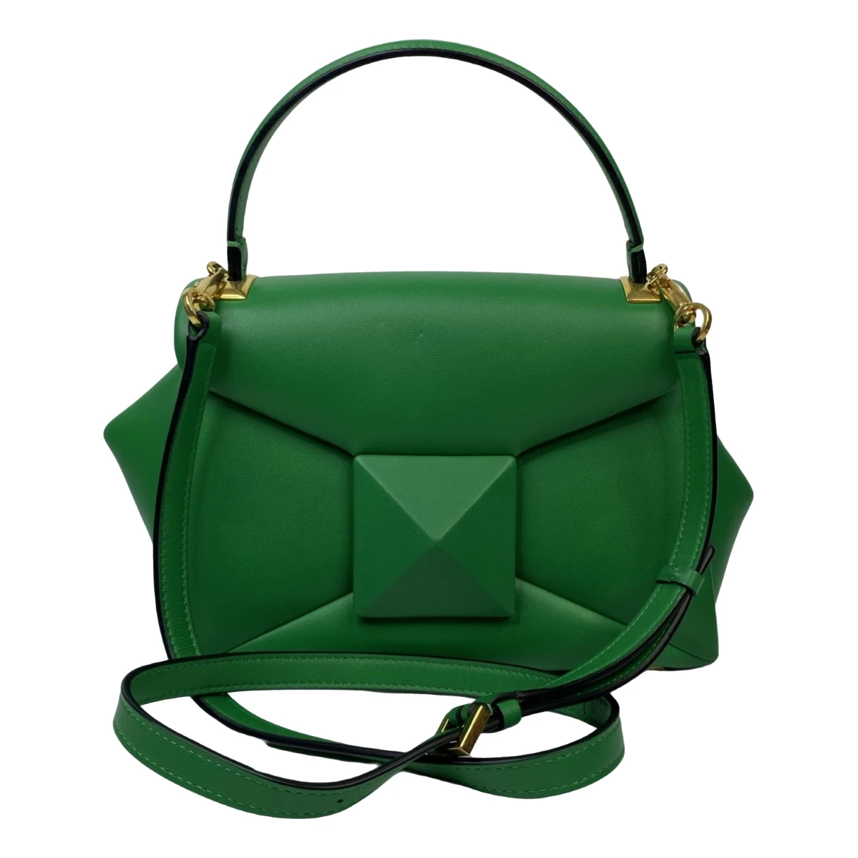 Pre-owned Valentino Garavani One Stud Flap Leather Handbag In Green