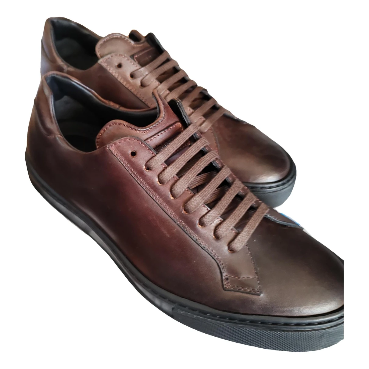 Pre-owned Barrett Leather Low Trainers In Brown
