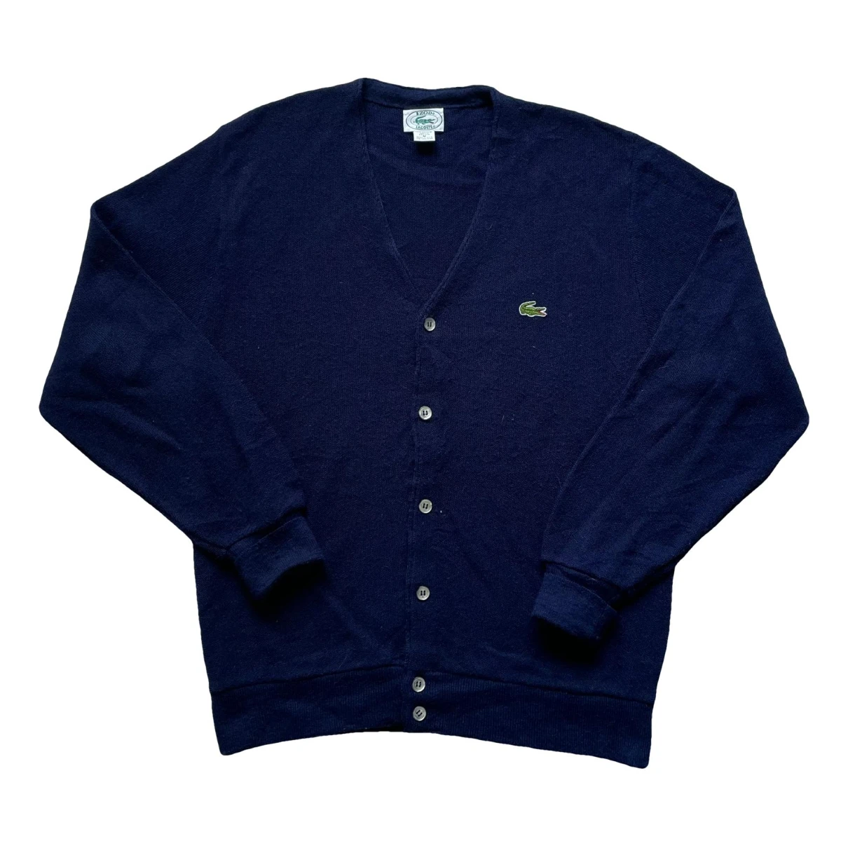 Pre-owned Lacoste Wool Cardigan In Navy