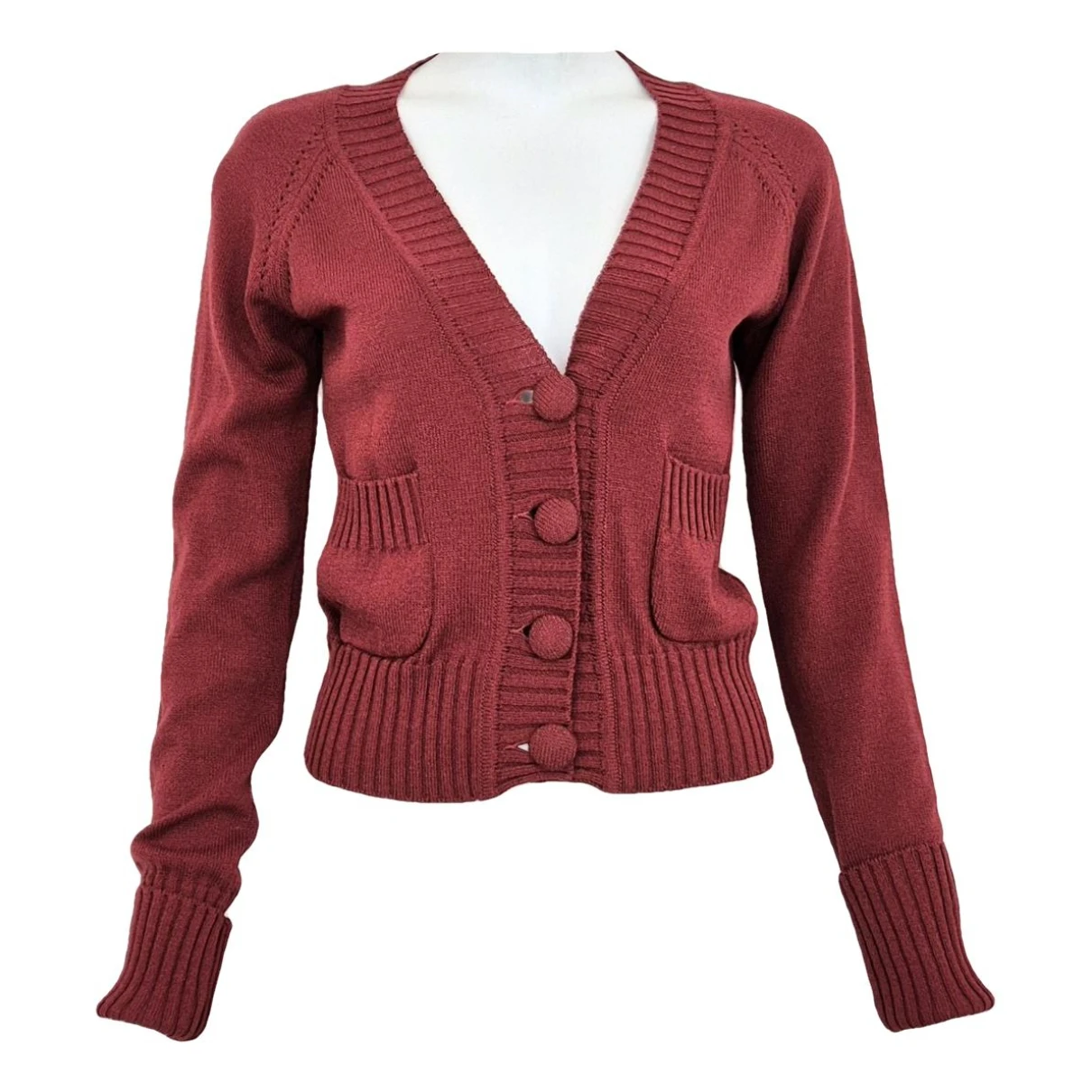Pre-owned Moschino Wool Cardigan In Red
