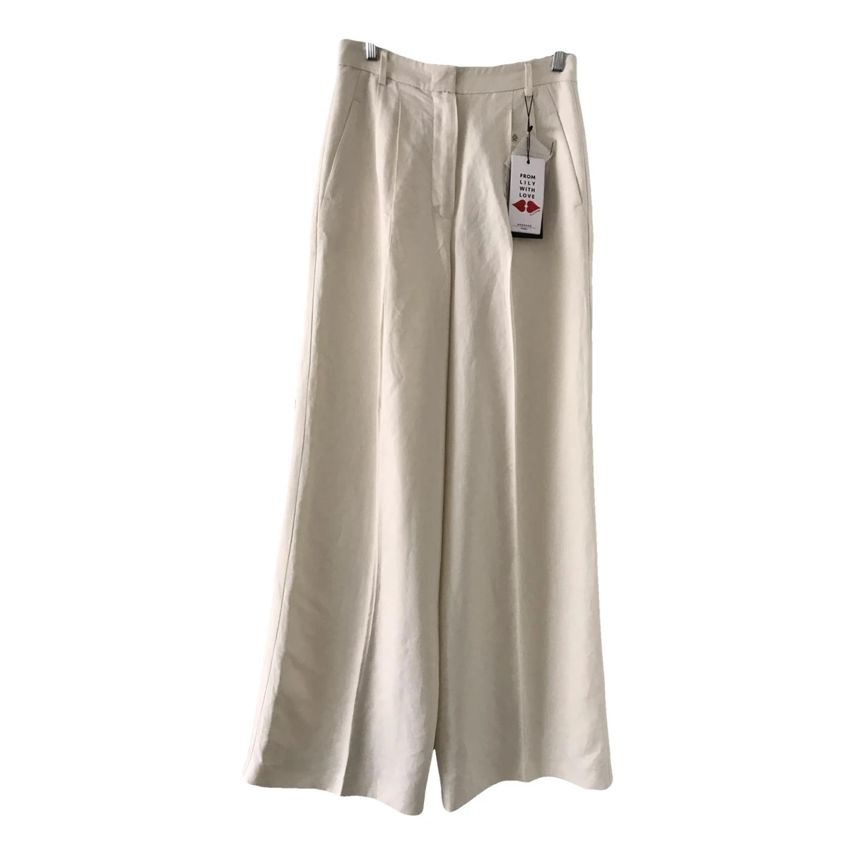 Pre-owned Max Mara Linen Large Pants In Ecru