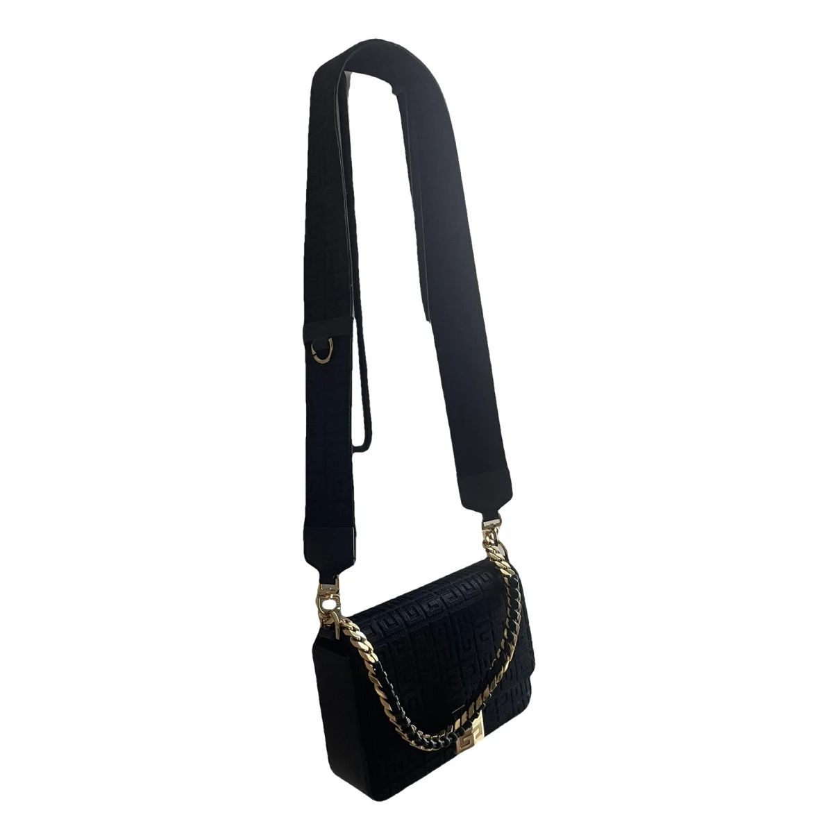 Pre-owned Givenchy 4g Cloth Crossbody Bag In Black