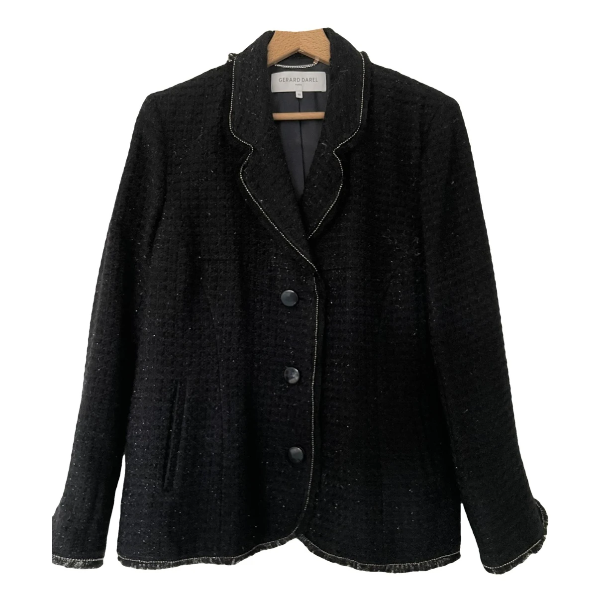 Pre-owned Gerard Darel Tweed Blazer In Black
