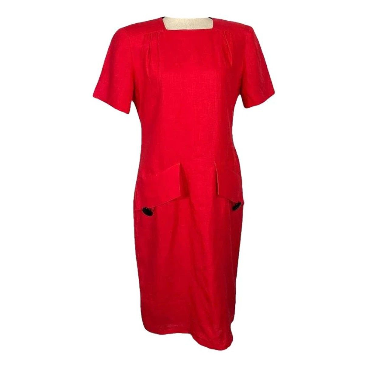 Pre-owned Lanvin Linen Mid-length Dress In Red