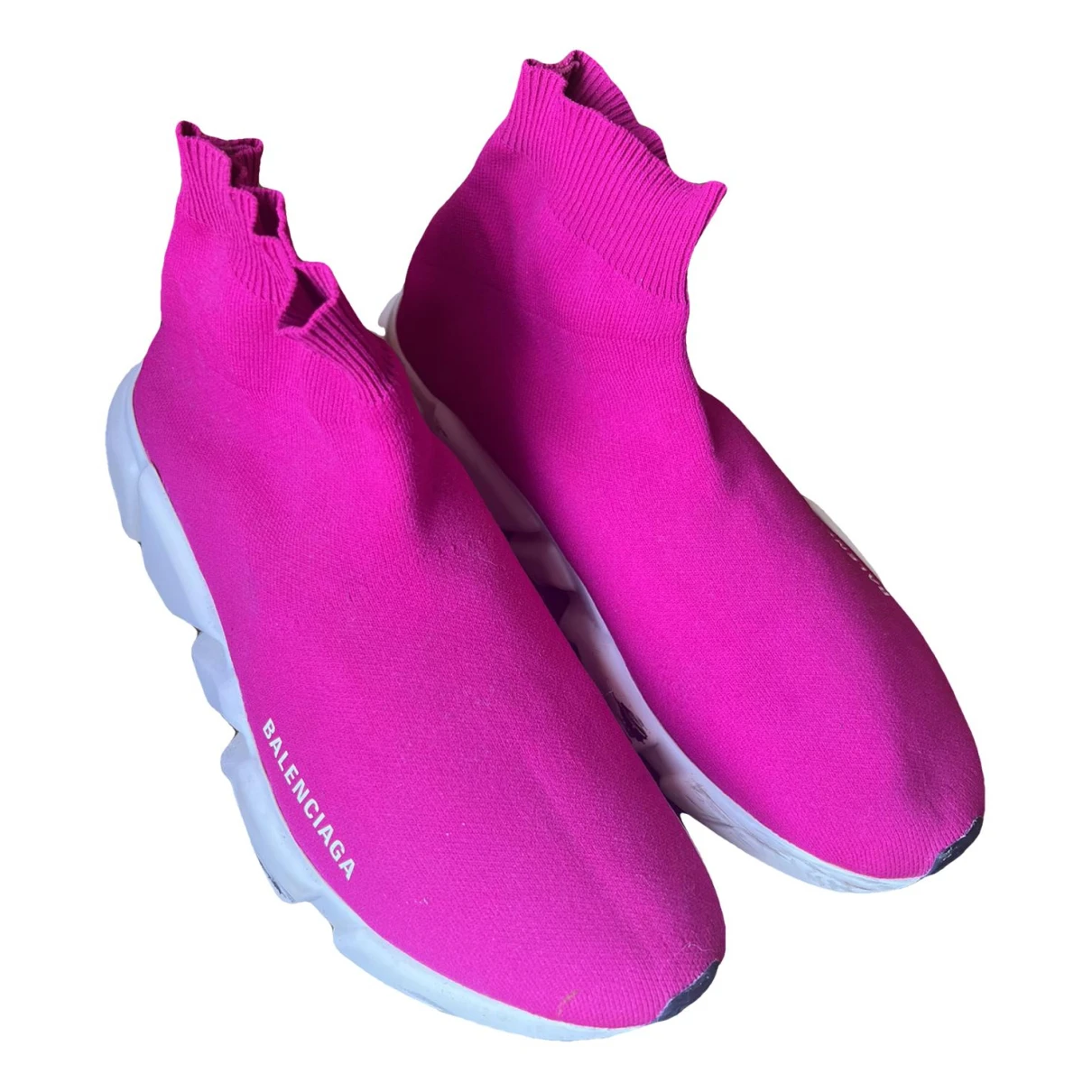 Pre-owned Balenciaga Speed Cloth Trainers In Pink