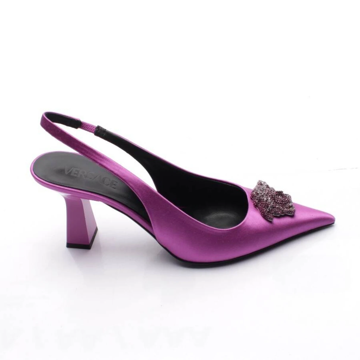Pre-owned Versace Cloth Heels In Purple