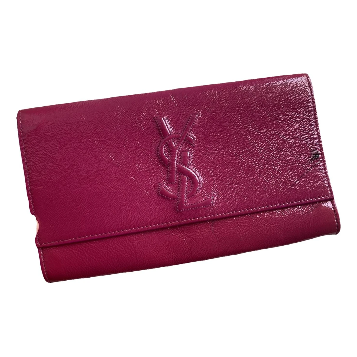 Pre-owned Saint Laurent Belle De Jour Patent Leather Clutch Bag In Pink