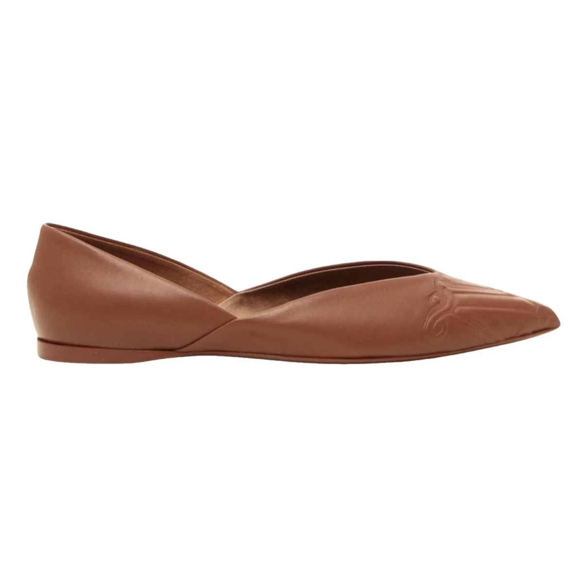 Pre-owned Max Mara Leather Ballet Flats In Brown