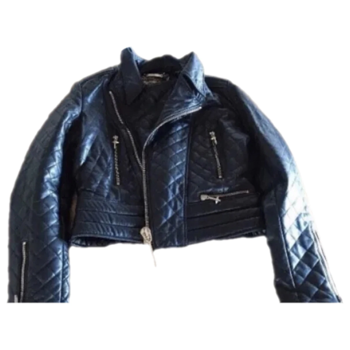 Pre-owned Philipp Plein Leather Jacket In Black