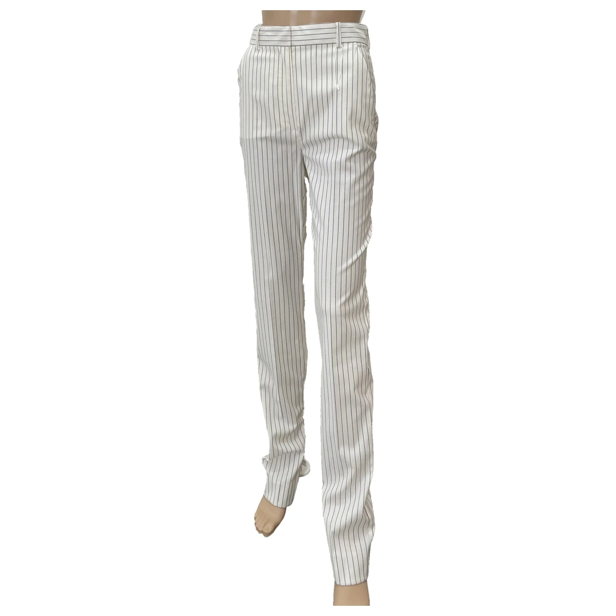 Pre-owned Max Mara Wool Straight Pants In White