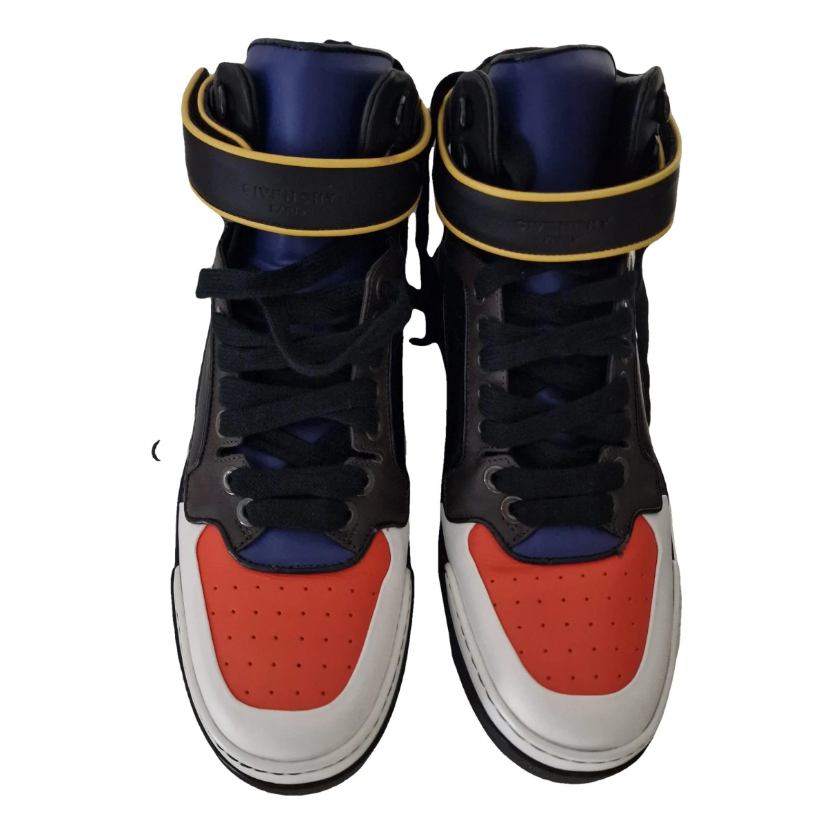 Pre-owned Givenchy Tyson Leather High Trainers In Orange