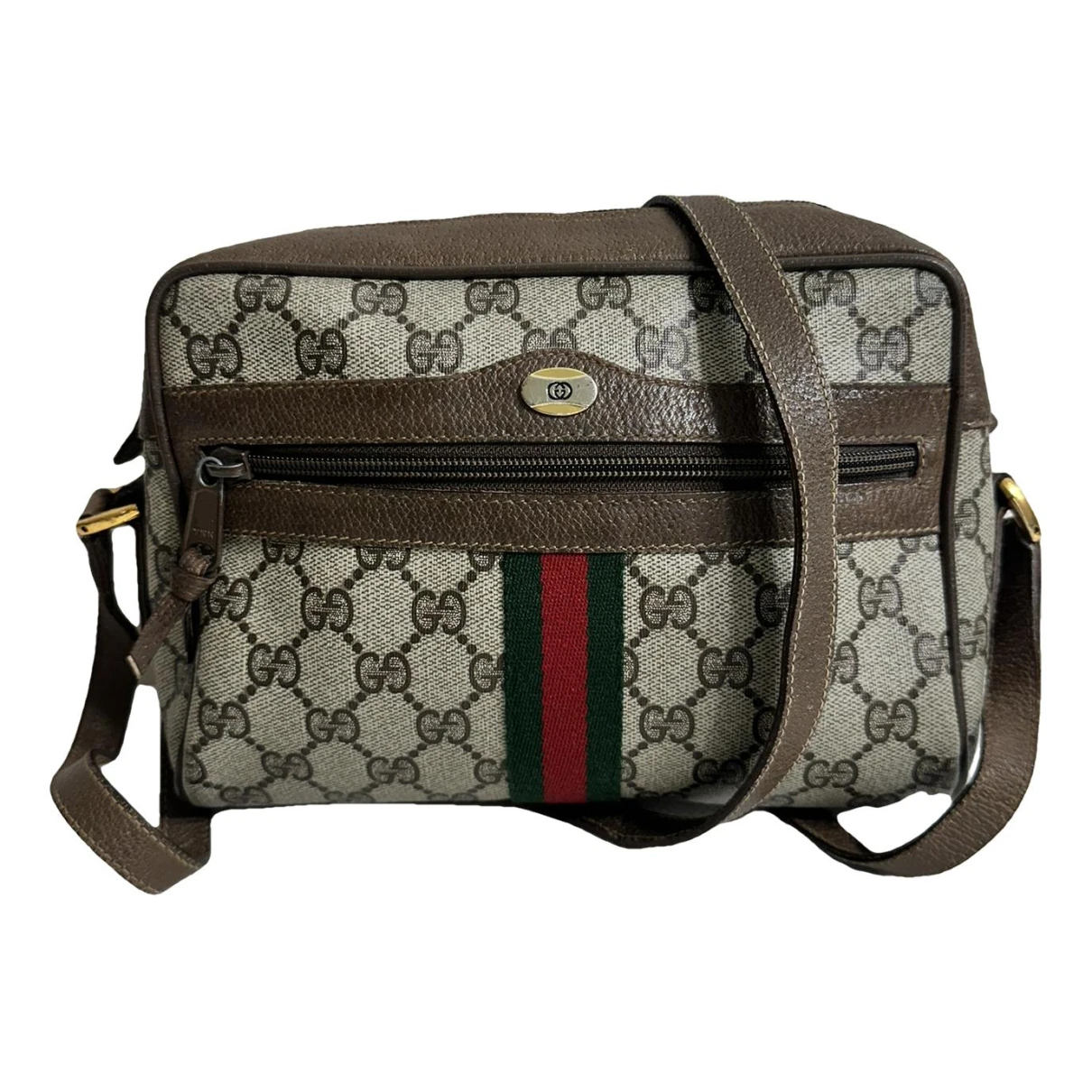 Pre-owned Gucci Ophidia Vinyl Crossbody Bag In Brown