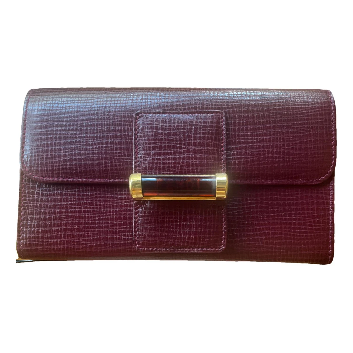Pre-owned Fendi Leather Wallet In Burgundy