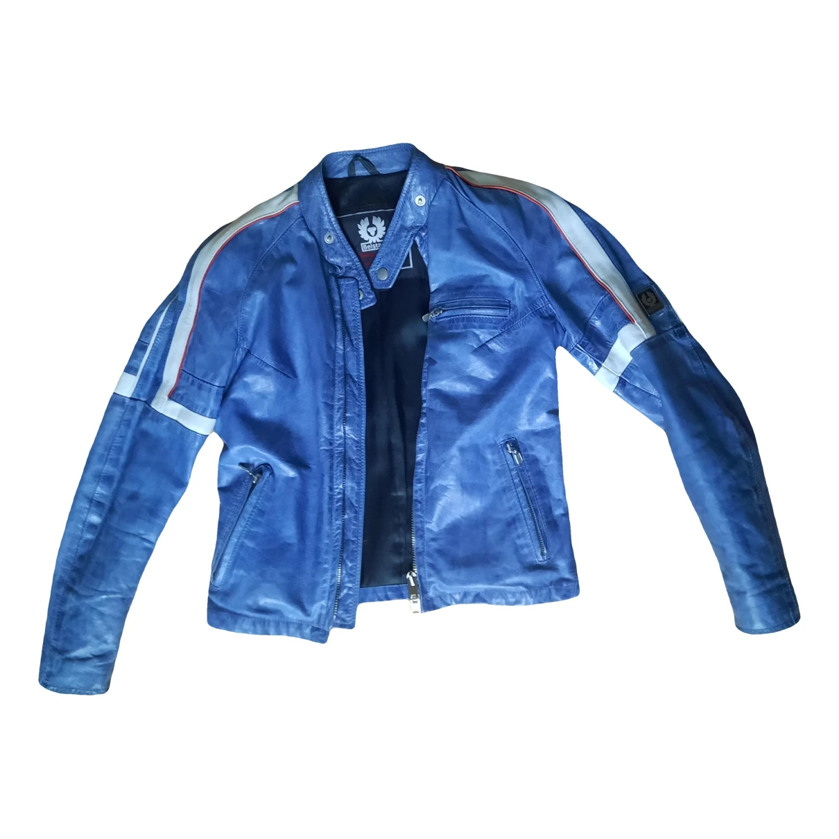 Pre-owned Belstaff Leather Biker Jacket In Blue