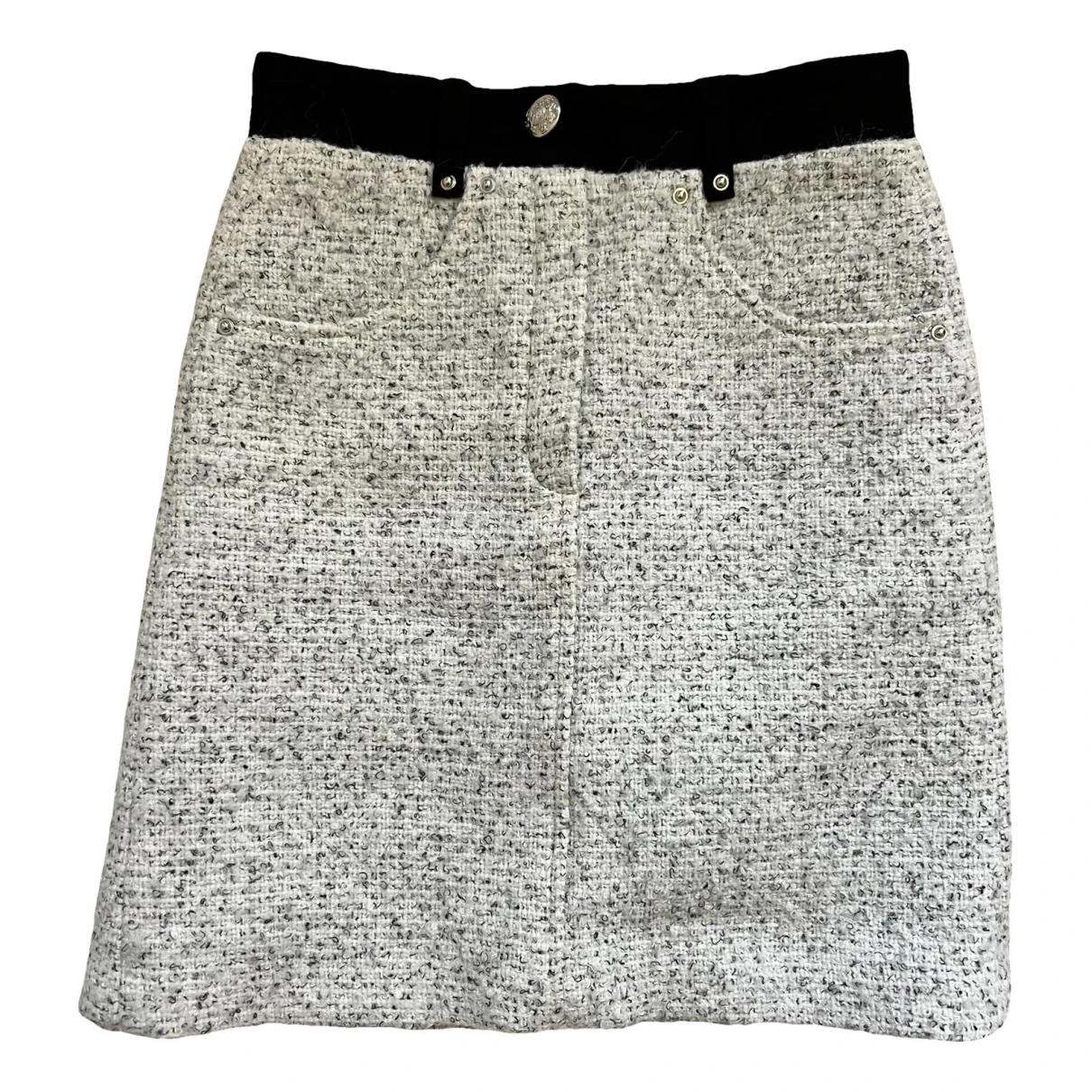 Pre-owned Maje Wool Mini Skirt In White