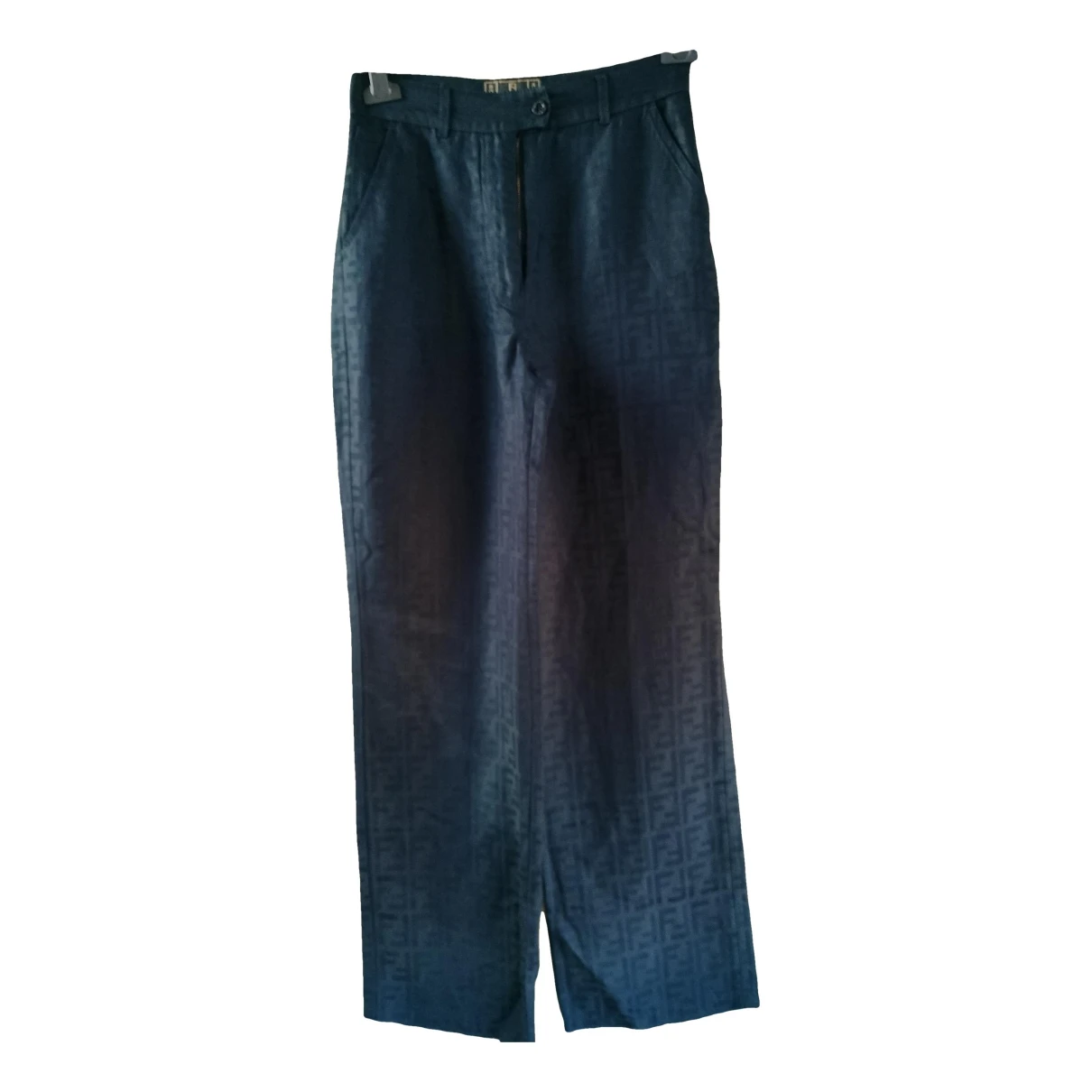 Pre-owned Fendi Linen Large Pants In Blue