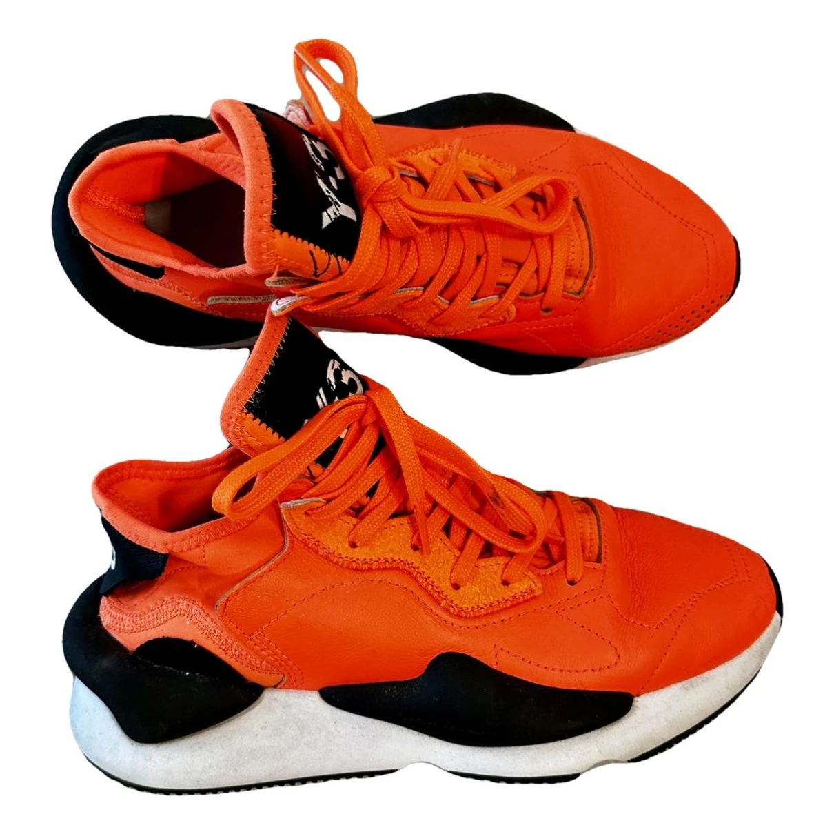 Pre-owned Y-3 Leather Trainers In Orange