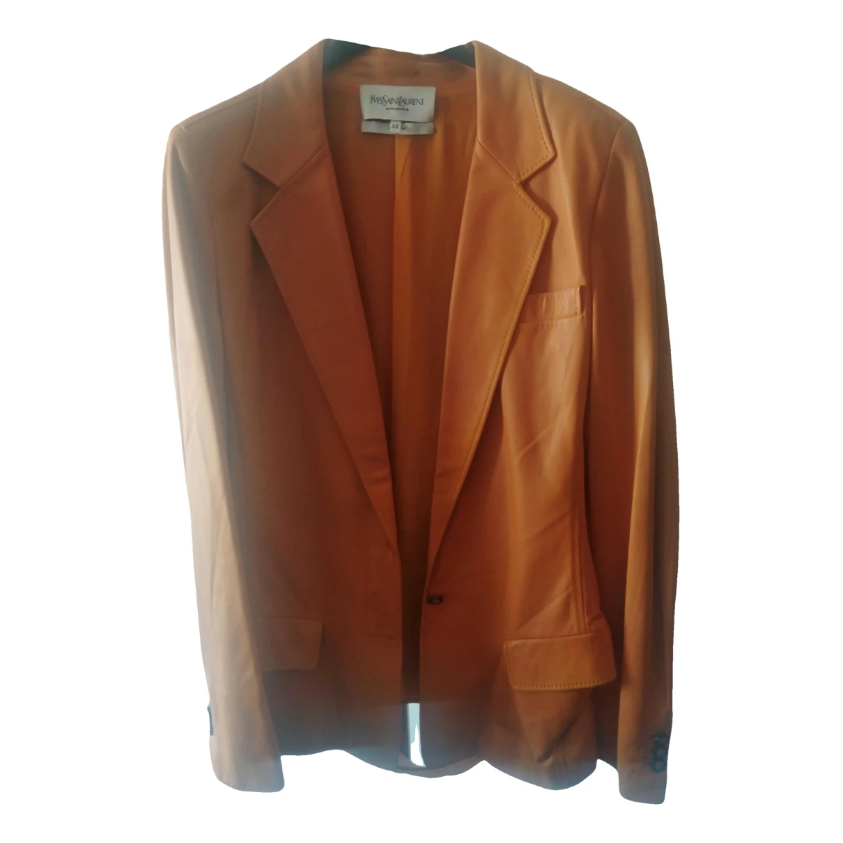 Pre-owned Saint Laurent Leather Short Vest In Orange