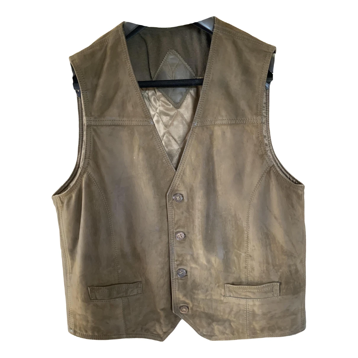 Pre-owned Saint Laurent Leather Vest In Green
