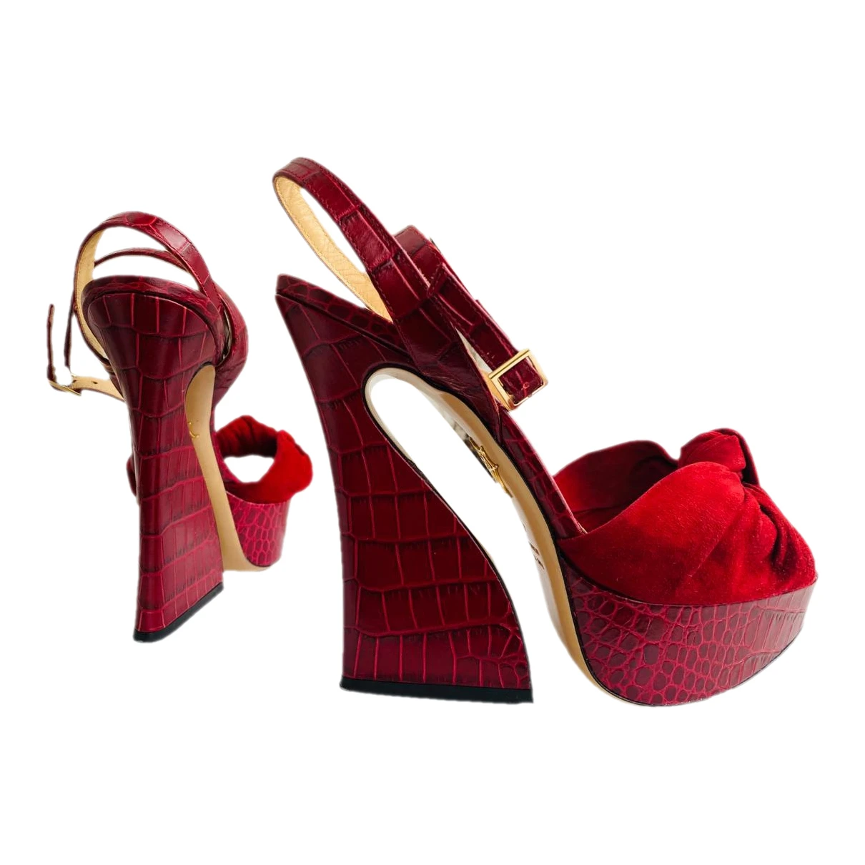 Pre-owned Charlotte Olympia Leather Heels In Burgundy