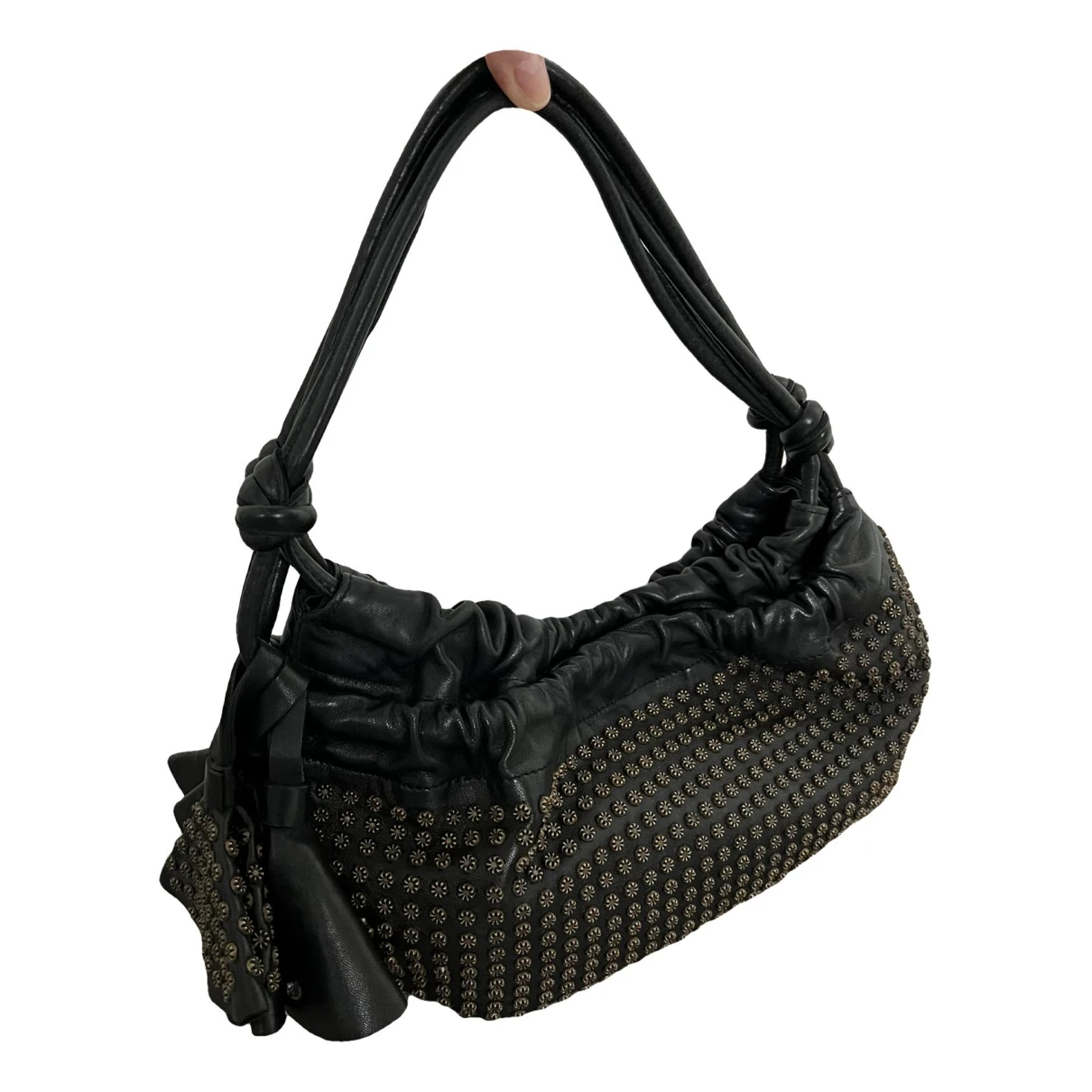 Pre-owned Sonia Rykiel Domino Leather Handbag In Black