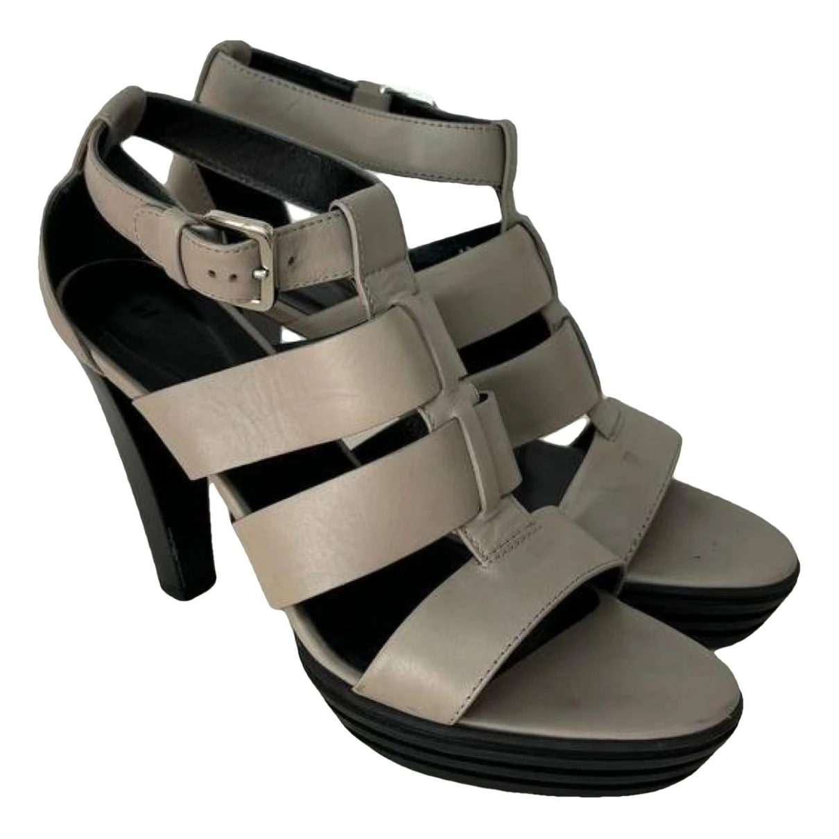 Pre-owned Hogan Leather Sandals In Grey