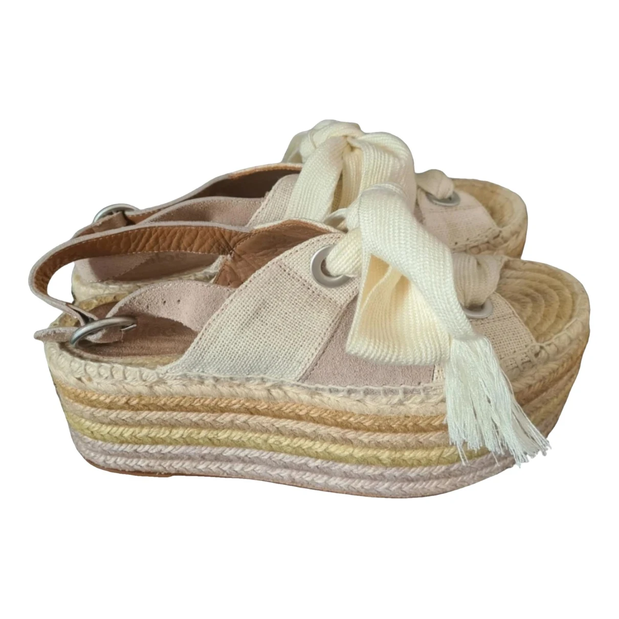 Pre-owned Chloé Leather Espadrilles In Beige