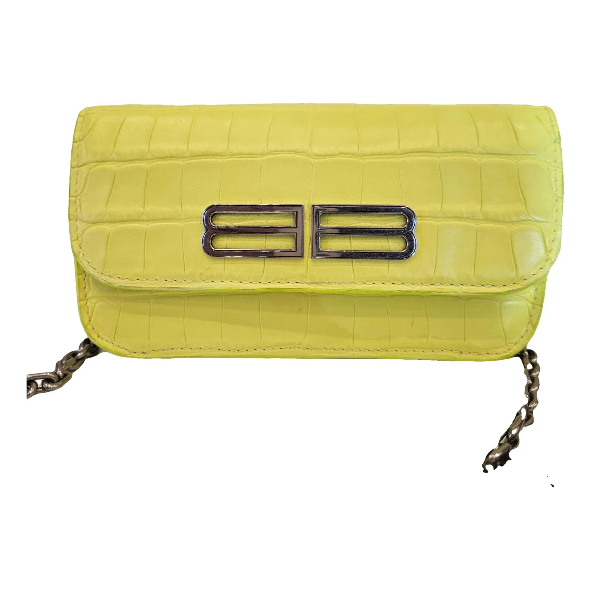 Pre-owned Balenciaga Bb Chain Leather Crossbody Bag In Yellow
