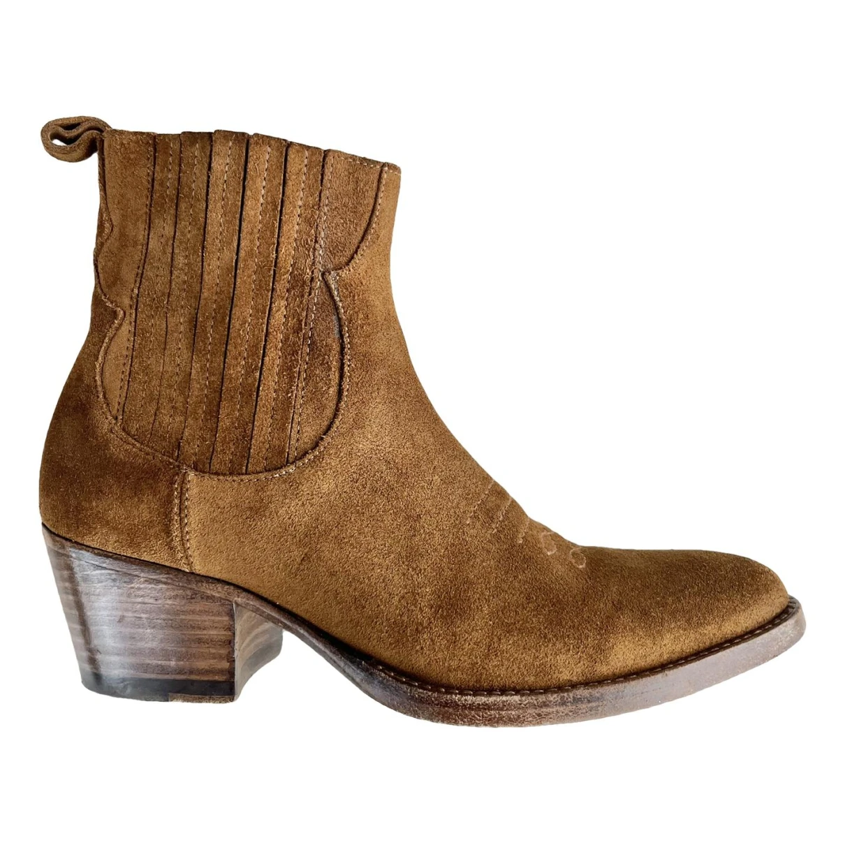Pre-owned Maje Western Boots In Camel