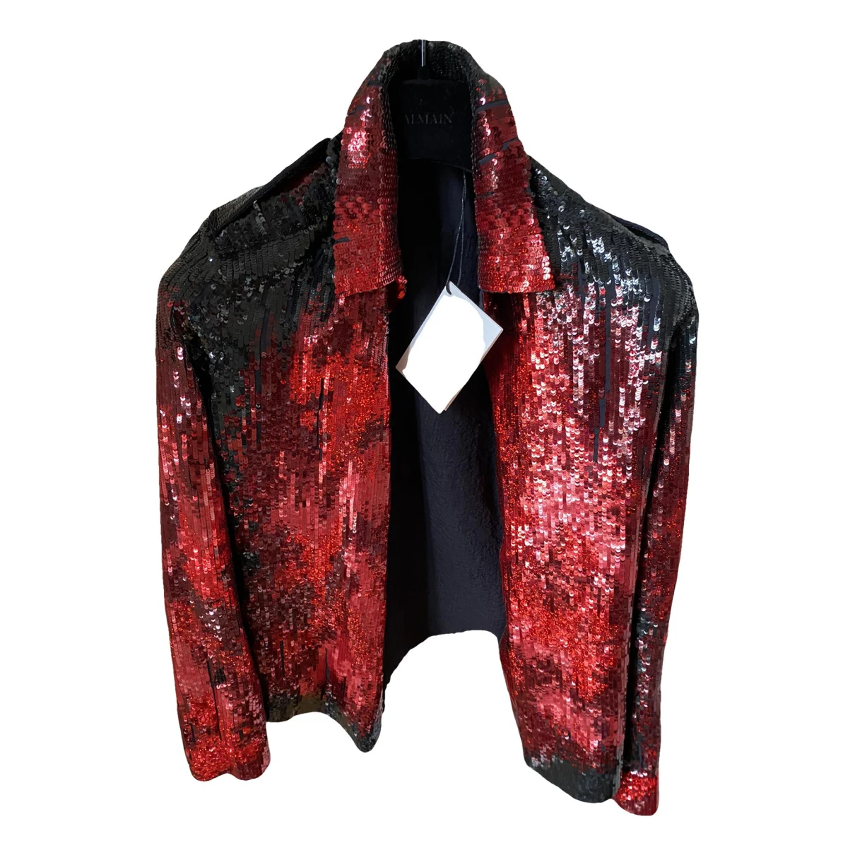 Pre-owned Balmain Glitter Jacket In Red