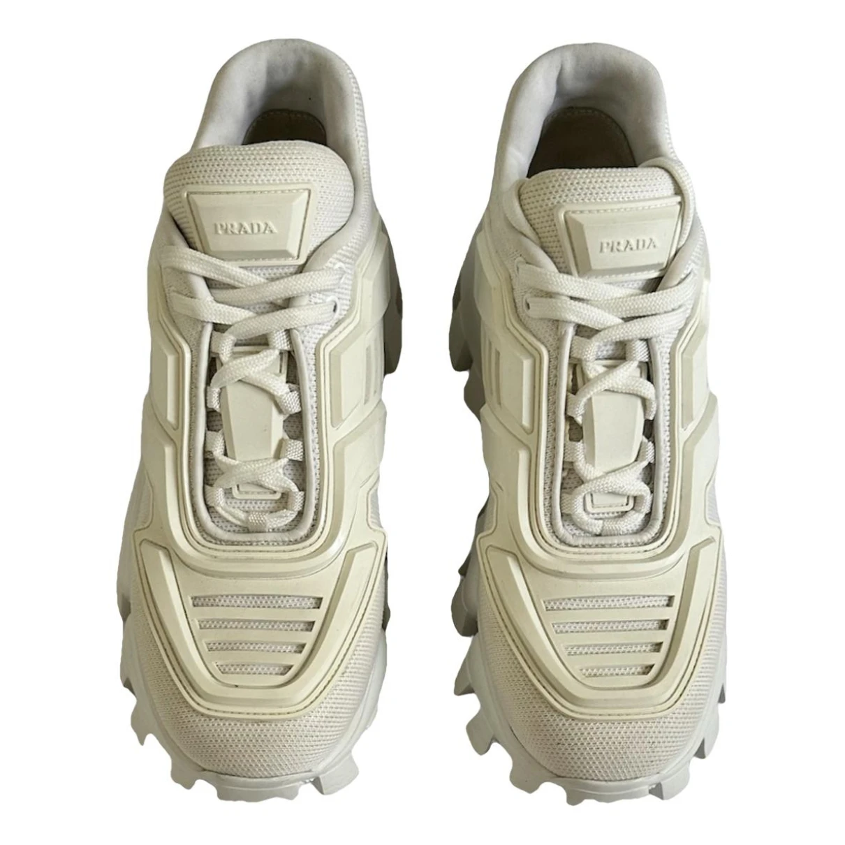 Pre-owned Prada Cloudbust Thunder Cloth Trainers In White