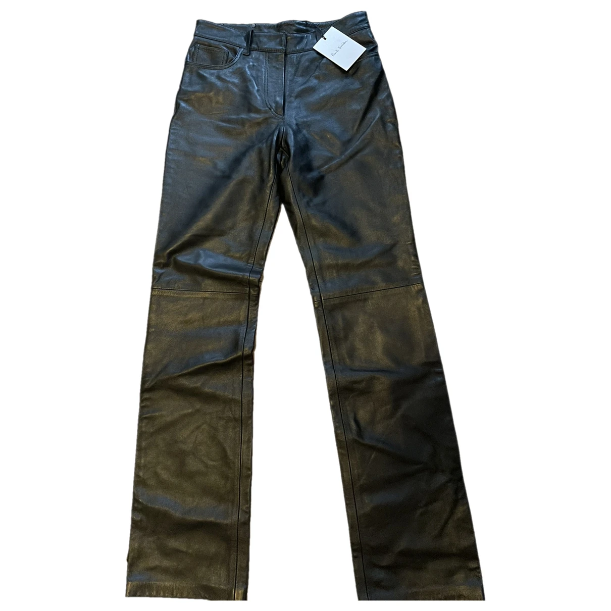 Pre-owned Paul Smith Leather Straight Pants In Black