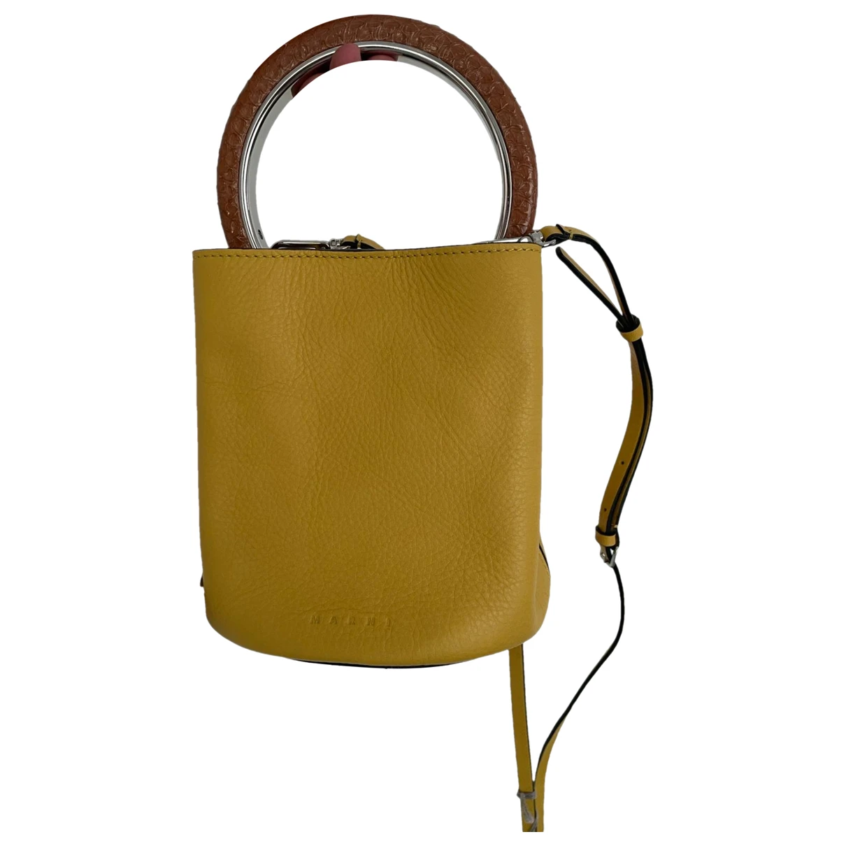Pre-owned Marni Pannier Leather Tote In Yellow
