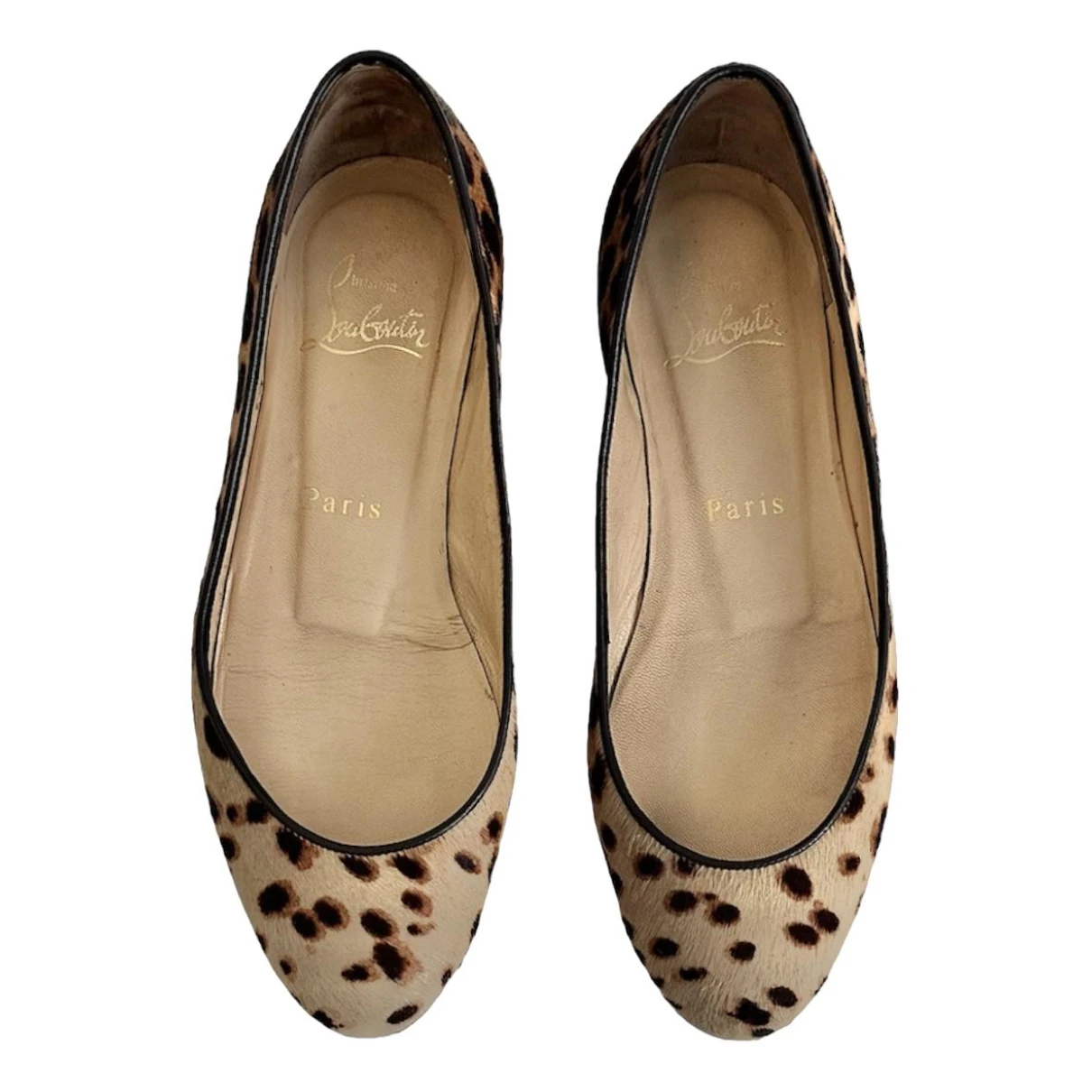 Pre-owned Christian Louboutin Pony-style Calfskin Ballet Flats In Other