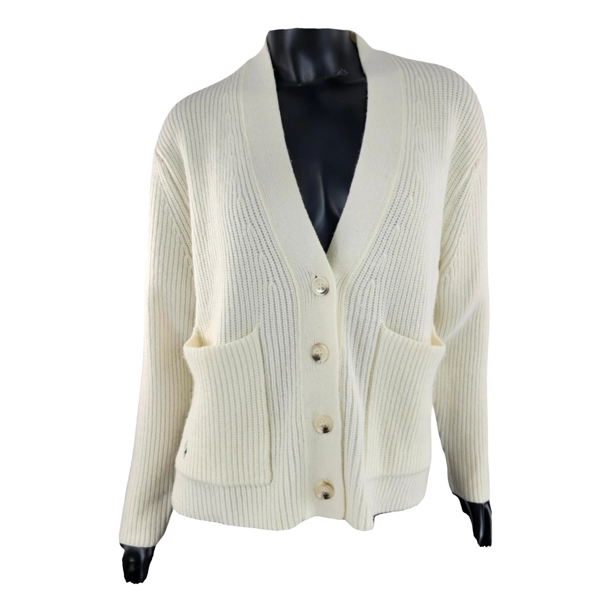 Pre-owned Polo Ralph Lauren Cashmere Cardi Coat In White