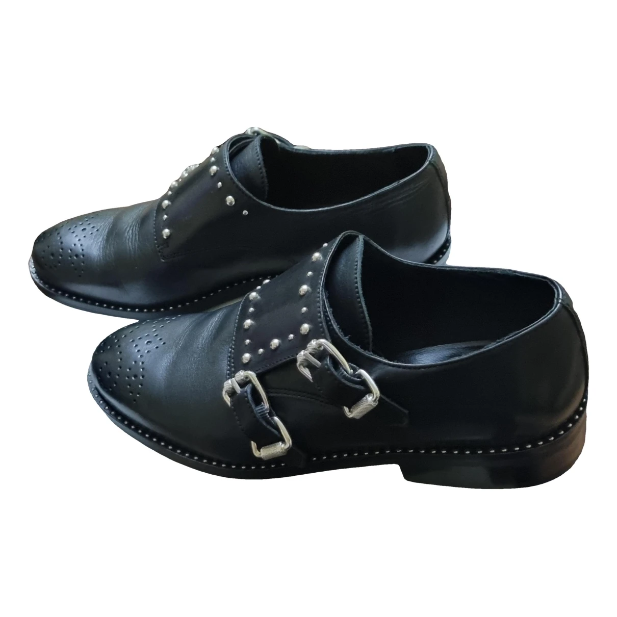 Pre-owned Berenice Leather Flats In Black