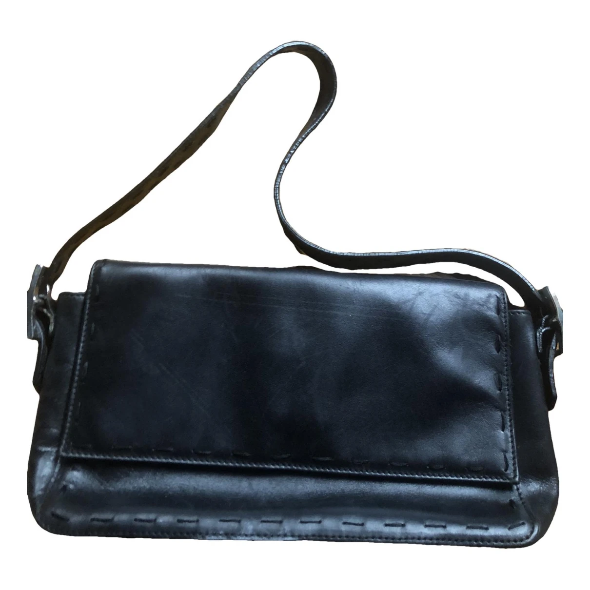 Pre-owned Bcbg Max Azria Leather Handbag In Black