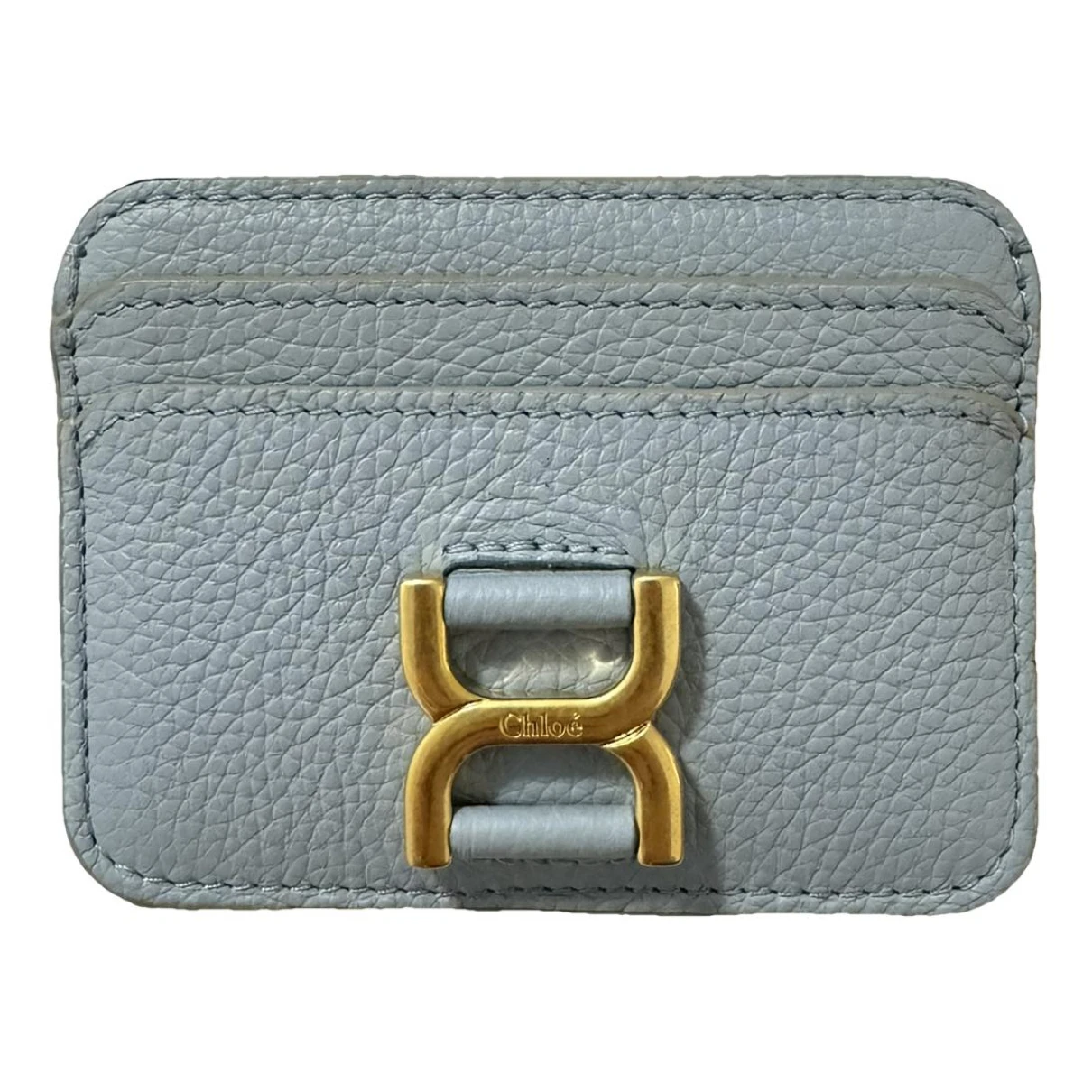 Pre-owned Chloé Marcie Leather Card Wallet In Blue