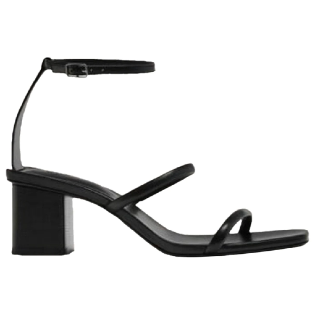 Pre-owned Massimo Dutti Leather Sandal In Black
