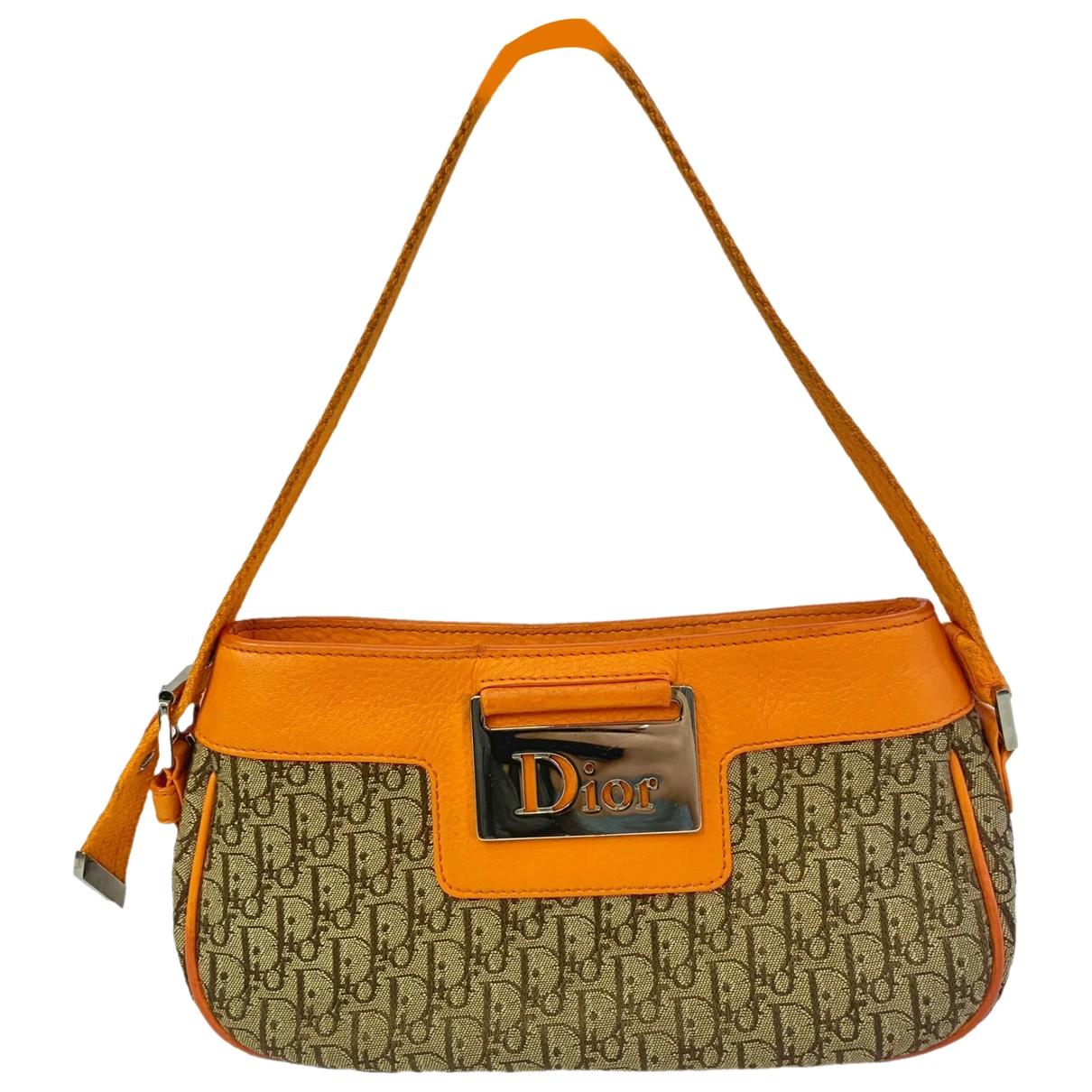 Pre-owned Dior Trotter Cloth Handbag In Orange