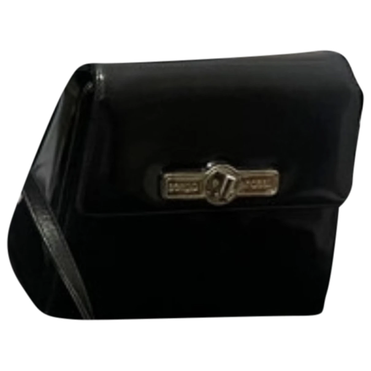 Pre-owned Sergio Rossi Patent Leather Clutch Bag In Black