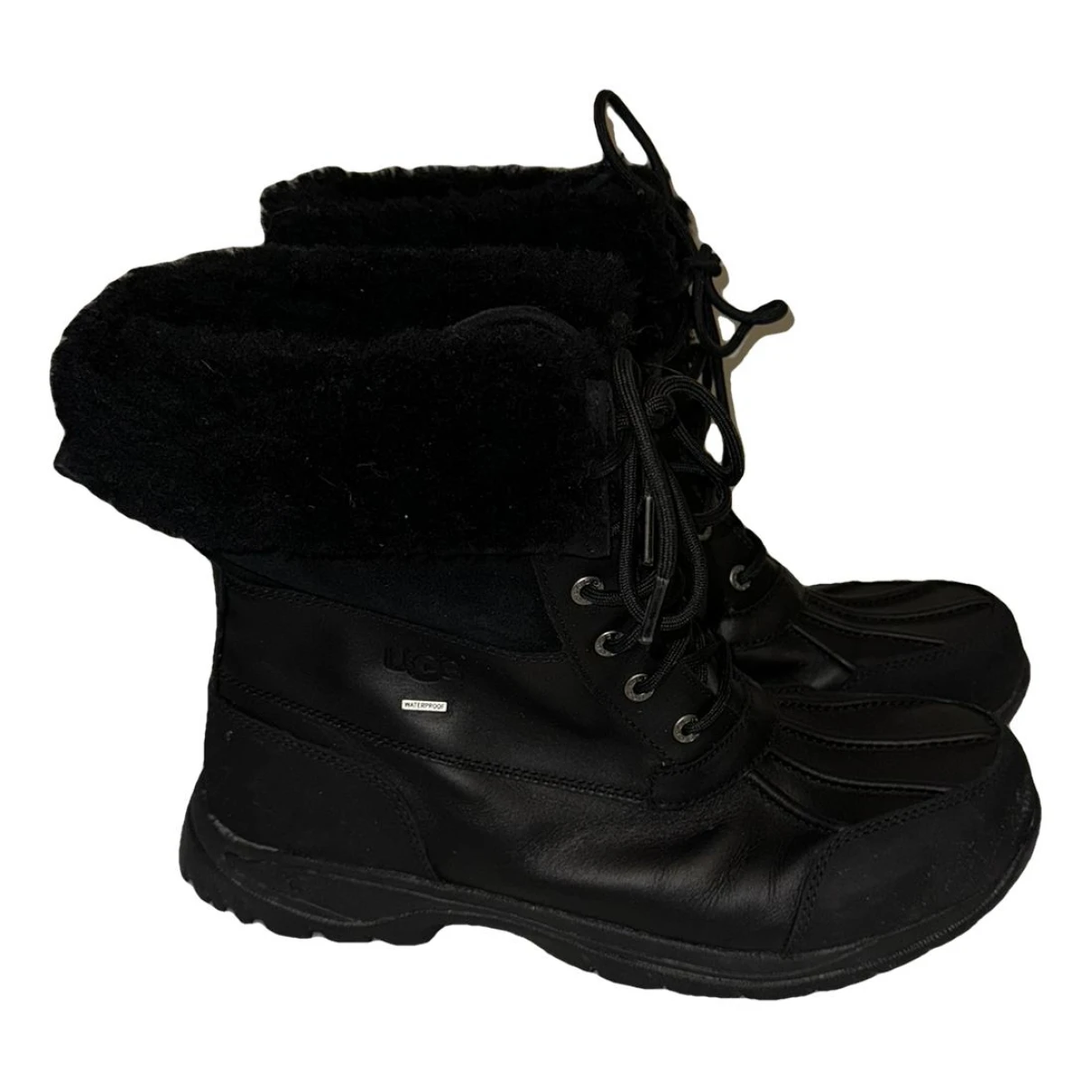Pre-owned Ugg Leather Boots In Black