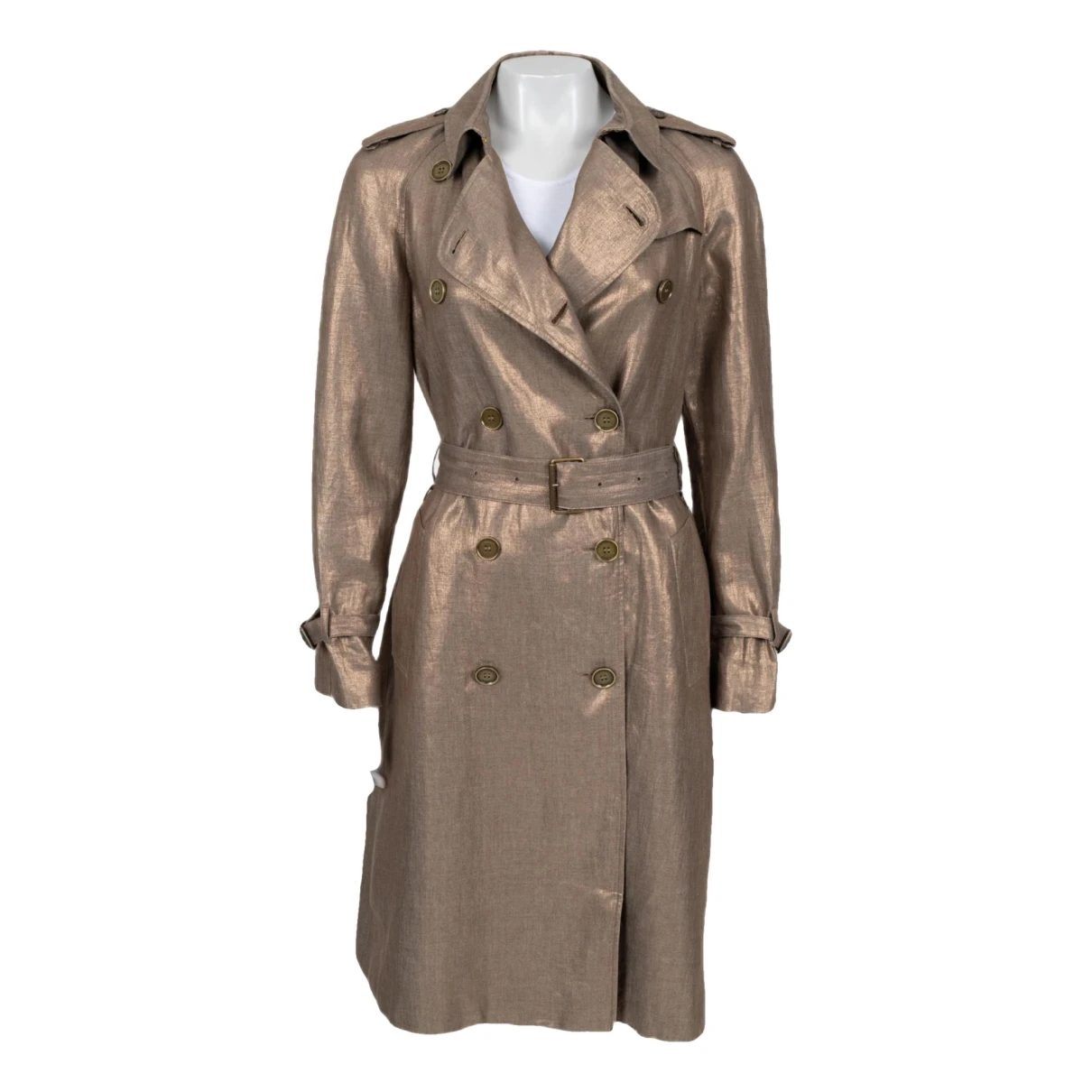 Pre-owned Burberry Linen Trench Coat In Gold