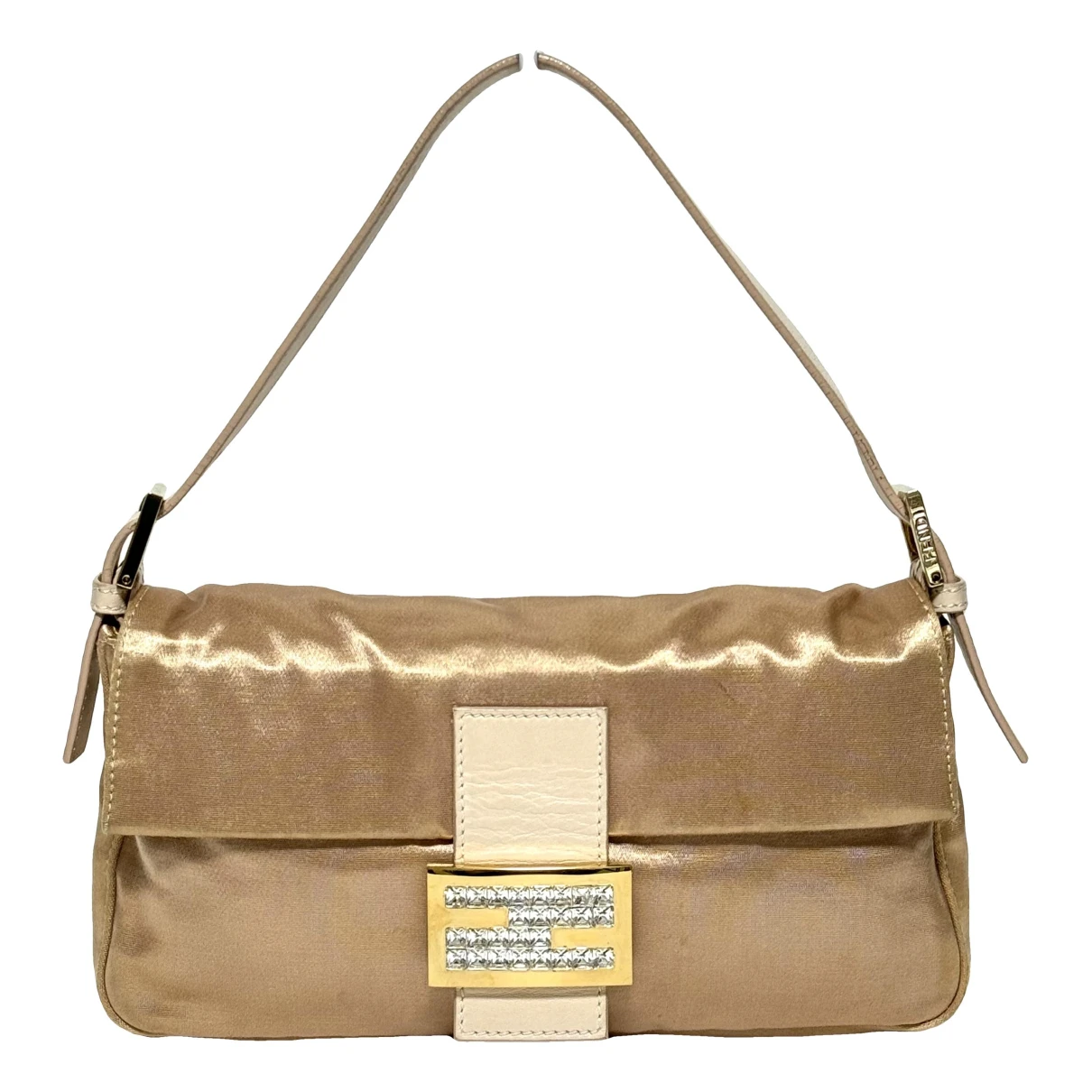 Pre-owned Fendi Baguette Glitter Handbag In Gold