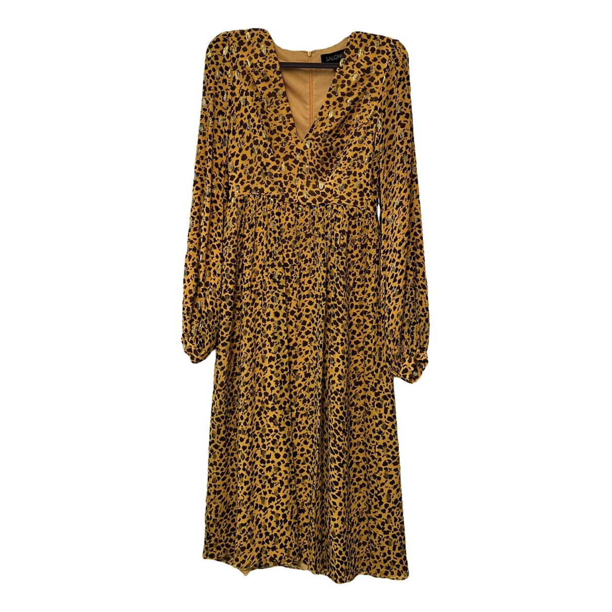 Pre-owned Saloni Silk Mid-length Dress In Gold