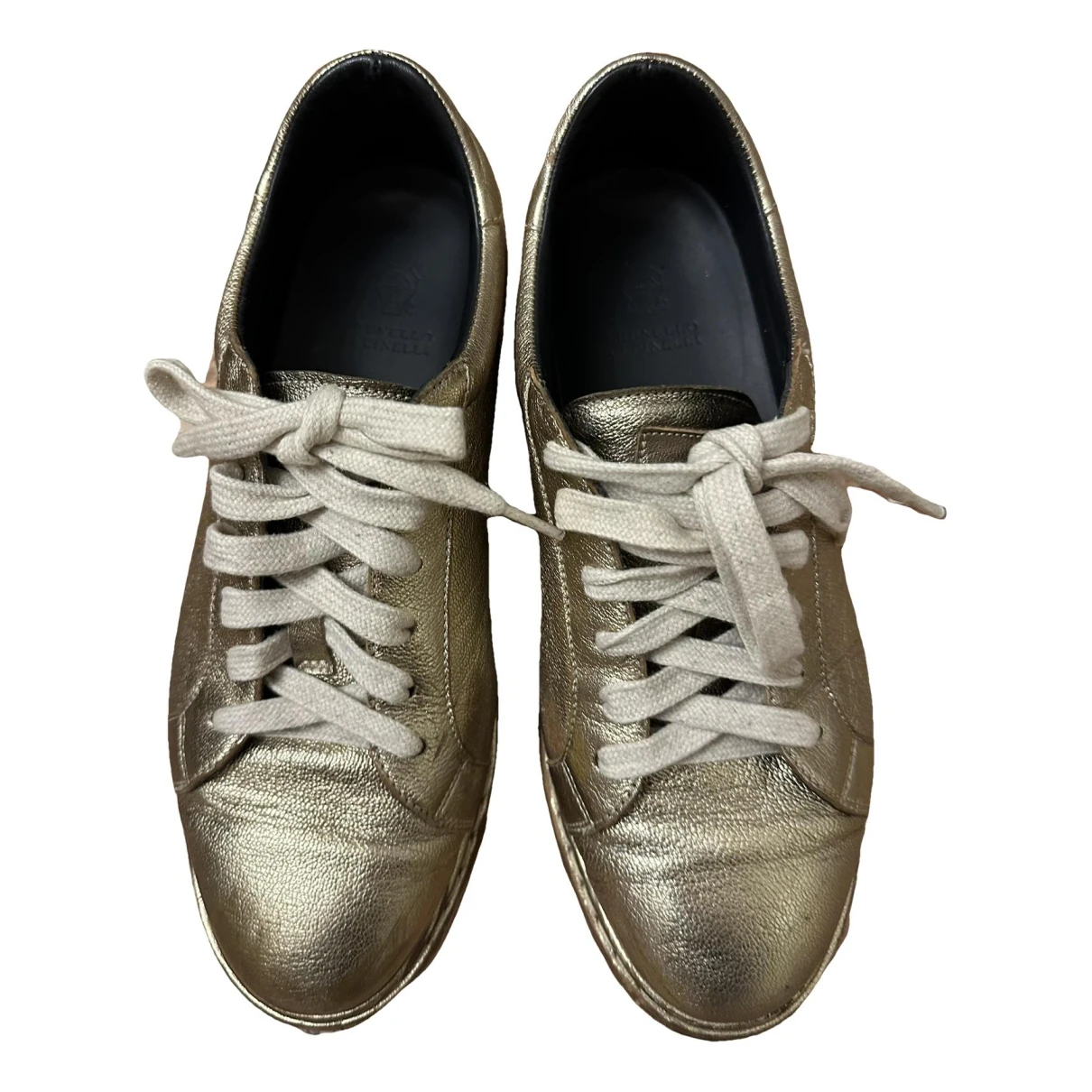 Pre-owned Brunello Cucinelli Leather Trainers In Gold