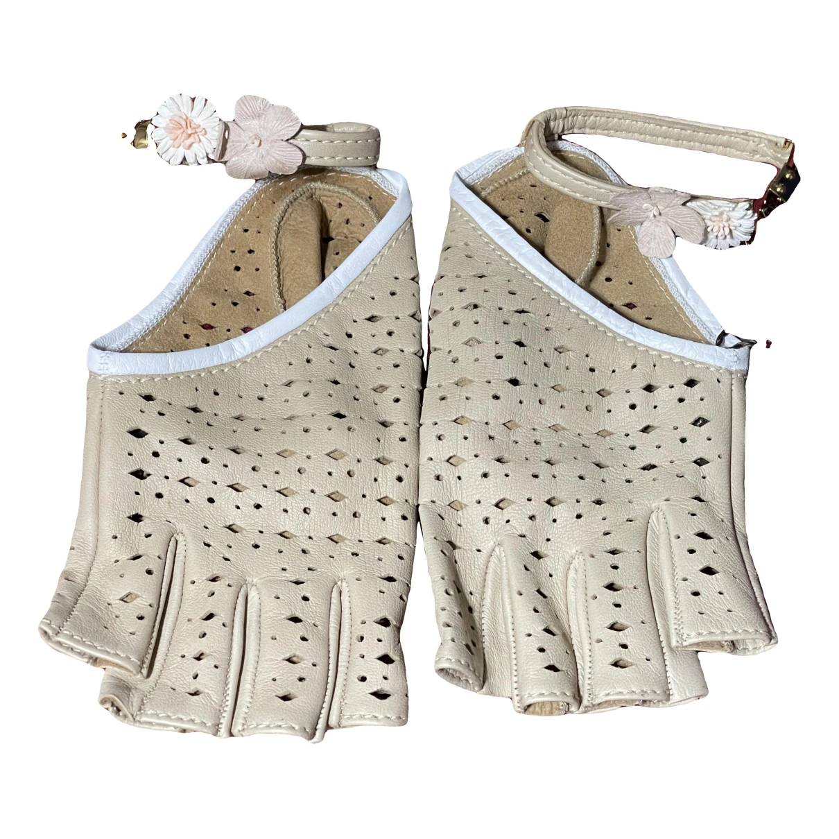 Pre-owned Louis Vuitton Leather Gloves In Beige